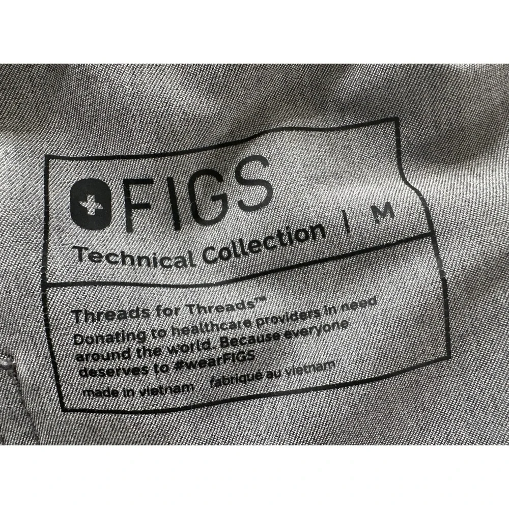 FIGS Technical Pisco Scrub Pants Men M Drawcord Stretch Waist Drawstring Gray